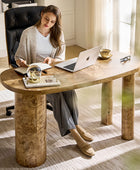 Isaac Modern Burl Wood Desk with Sculptural Curves