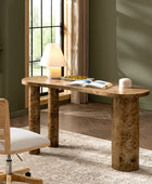Isaac Modern Burl Wood Desk with Sculptural Curves
