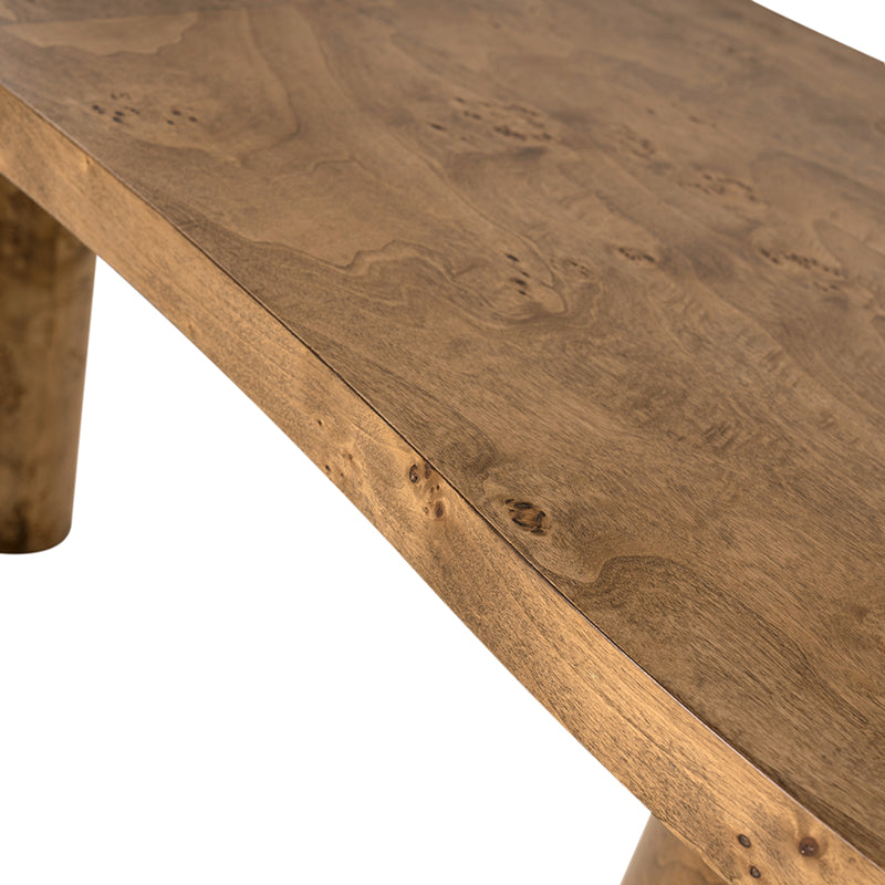 Isaac Modern Burl Wood Desk with Sculptural Curves