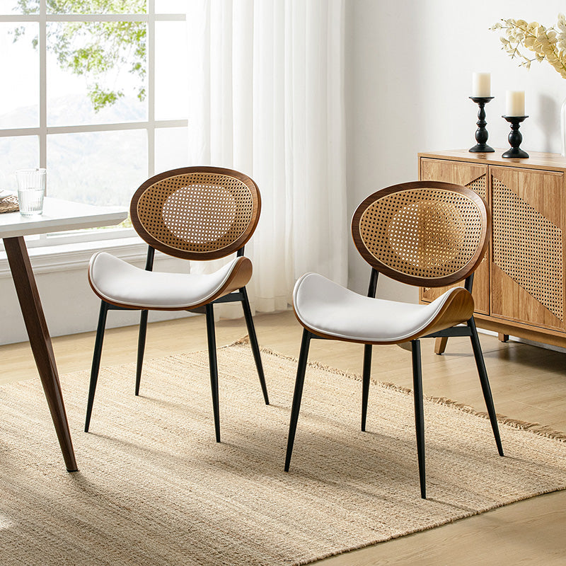 Curved Wood Backrest Cushion Dining Chair Set of 2