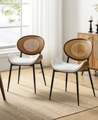 Curved Wood Backrest Cushion Dining Chair Set of 2
