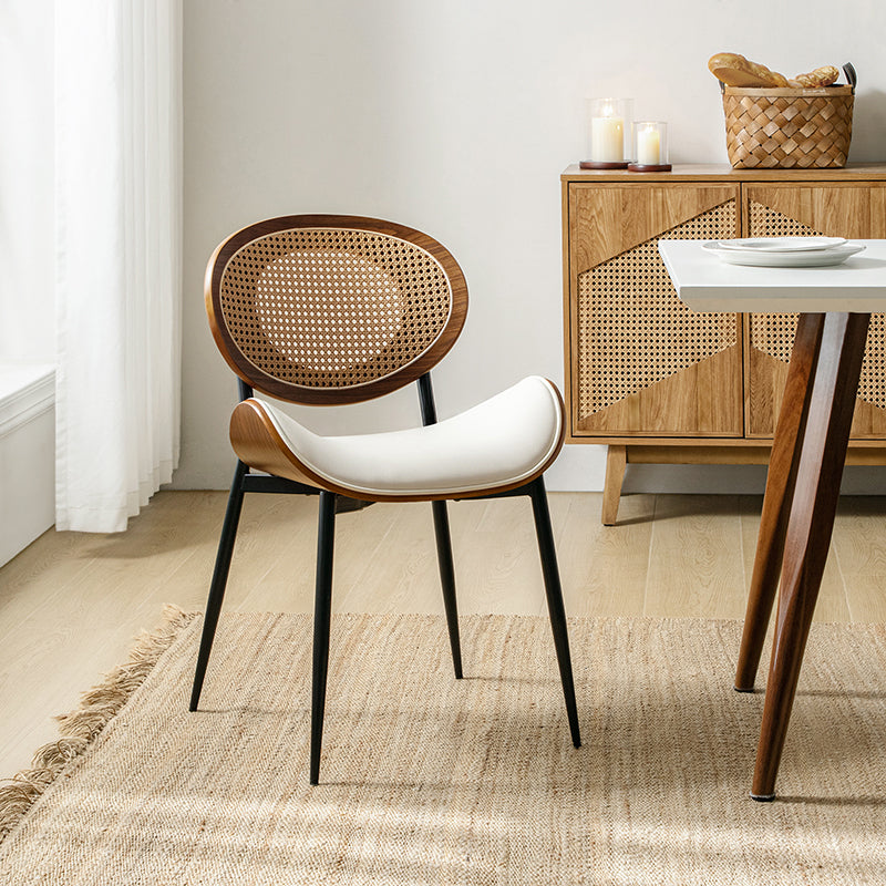 Curved Wood Backrest Cushion Dining Chair Set of 2