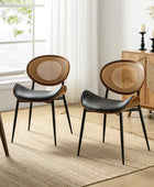 Curved Wood Backrest Cushion Dining Chair Set of 2
