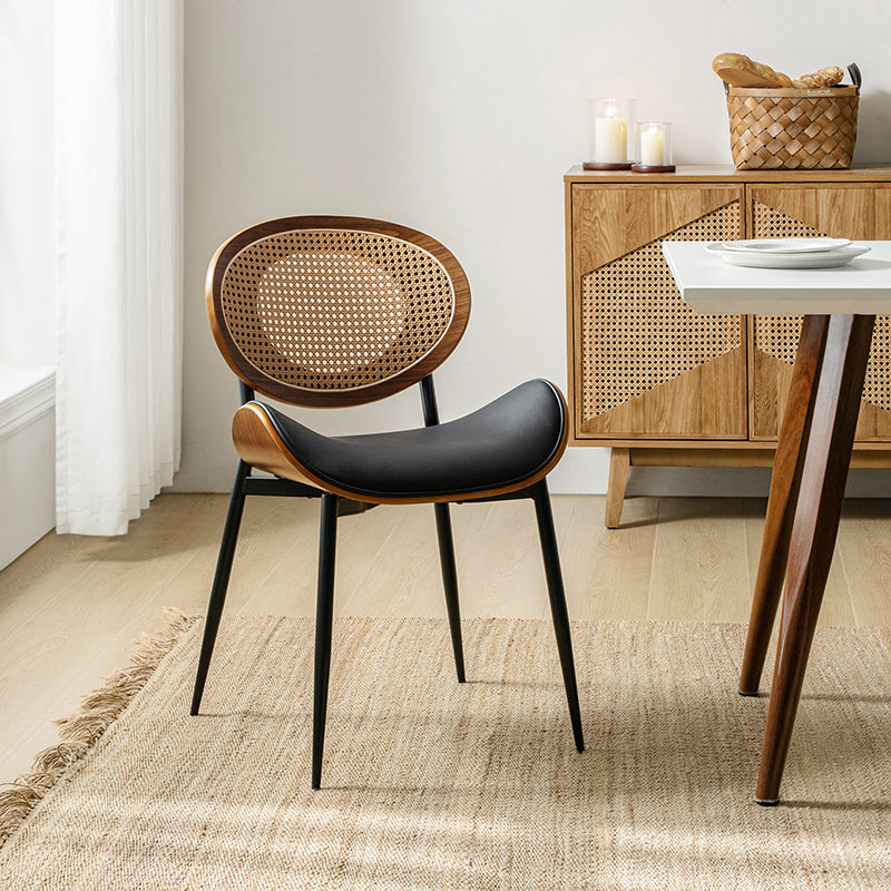Curved Wood Backrest Cushion Dining Chair Set of 2