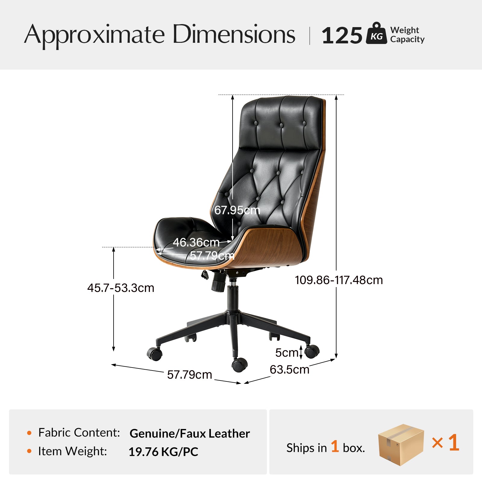 Linzy Genuine Leather Office Chair