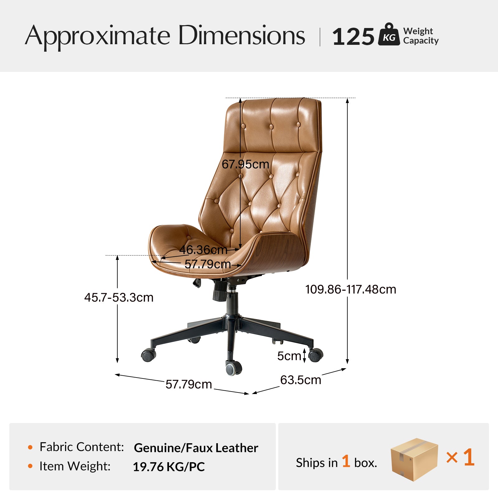 Linzy Genuine Leather Office Chair