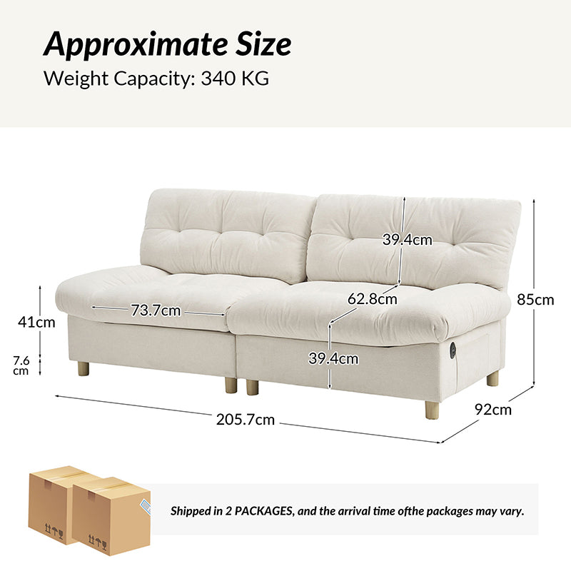 Hilario Loveseat with USB-C Ports Tufted Design