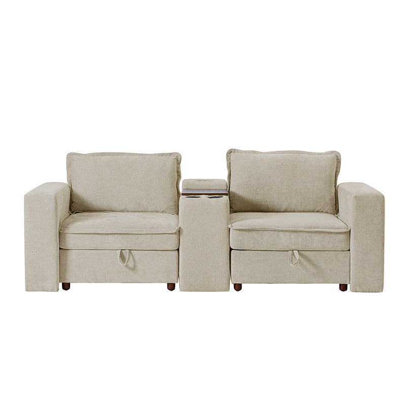 Miriam Sectional Sofa with Storage, Tabletop, Cup Holders & USB Ports