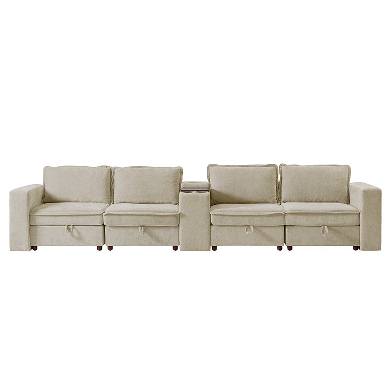 Miriam Sectional Sofa with Storage, Tabletop, Cup Holders & USB Ports