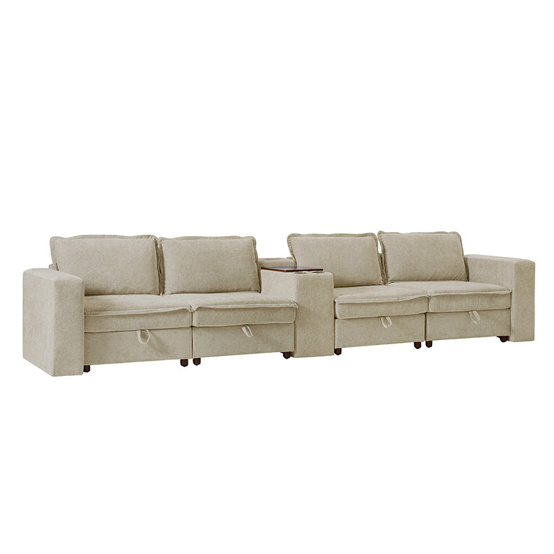 Miriam Sectional Sofa with Storage, Tabletop, Cup Holders & USB Ports