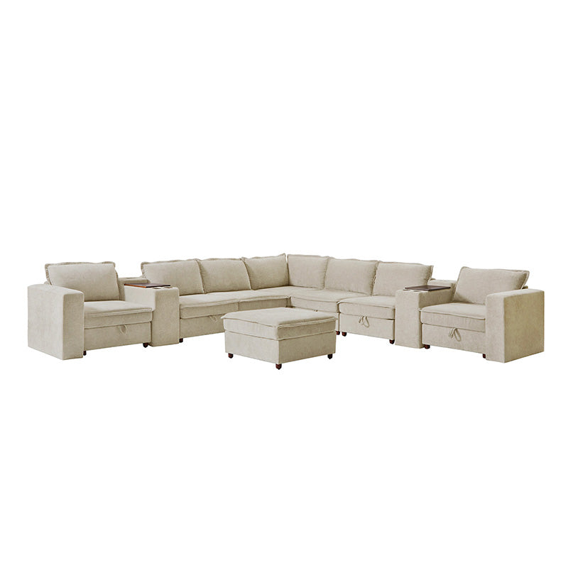 Miriam Sectional Sofa with Storage, Tabletop, Cup Holders & USB Ports