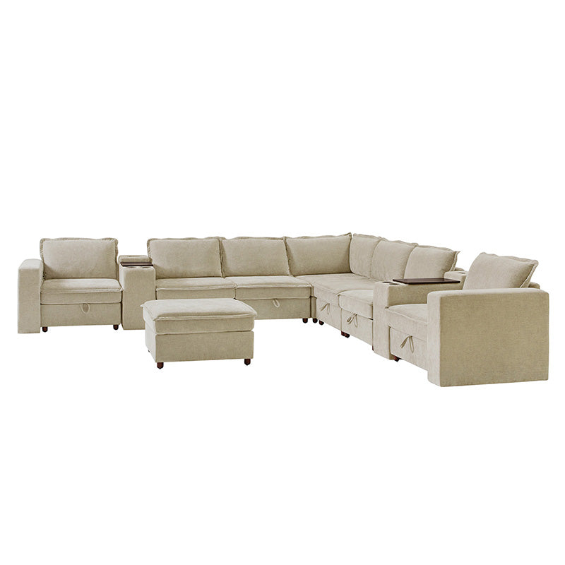 Miriam Sectional Sofa with Storage, Tabletop, Cup Holders & USB Ports