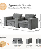 Miriam Sectional Sofa with Storage, Tabletop, Cup Holders & USB Ports