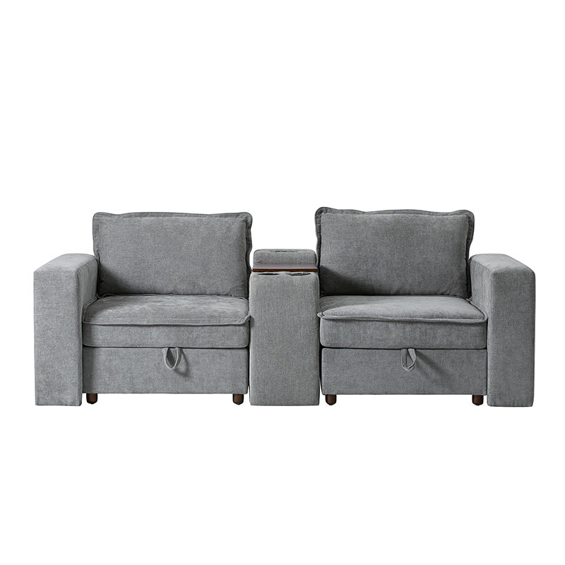 Miriam Sectional Sofa with Storage, Tabletop, Cup Holders & USB Ports