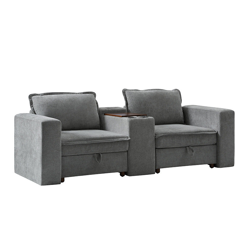 Miriam Sectional Sofa with Storage, Tabletop, Cup Holders & USB Ports