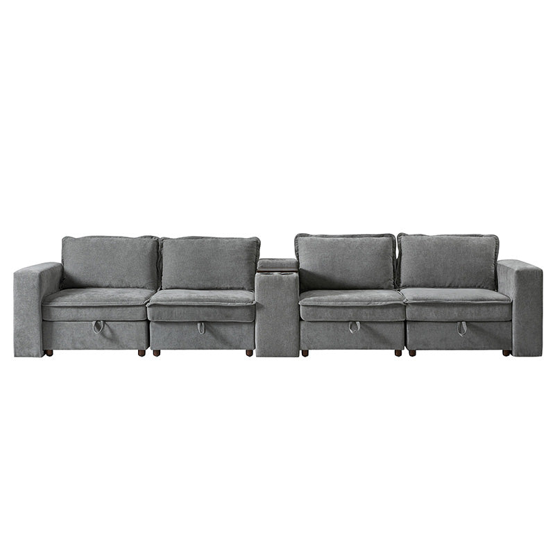 Miriam Sectional Sofa with Storage, Tabletop, Cup Holders & USB Ports