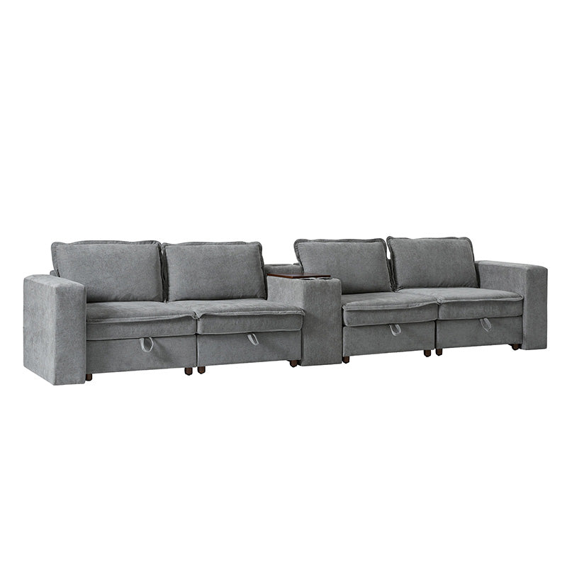 Miriam Sectional Sofa with Storage, Tabletop, Cup Holders & USB Ports