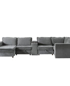 Miriam Sectional Sofa with Storage, Tabletop, Cup Holders & USB Ports
