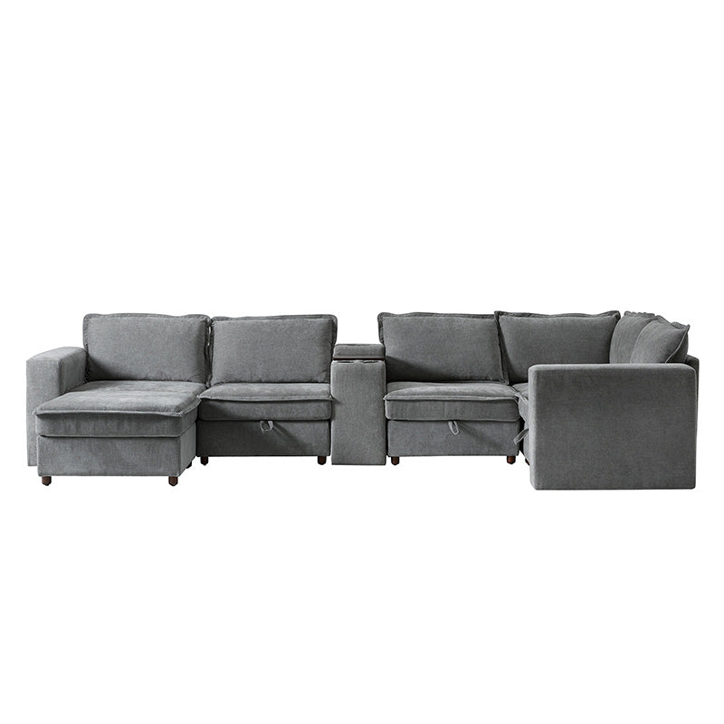 Miriam Sectional Sofa with Storage, Tabletop, Cup Holders & USB Ports