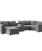 Miriam Sectional Sofa with Storage, Tabletop, Cup Holders & USB Ports