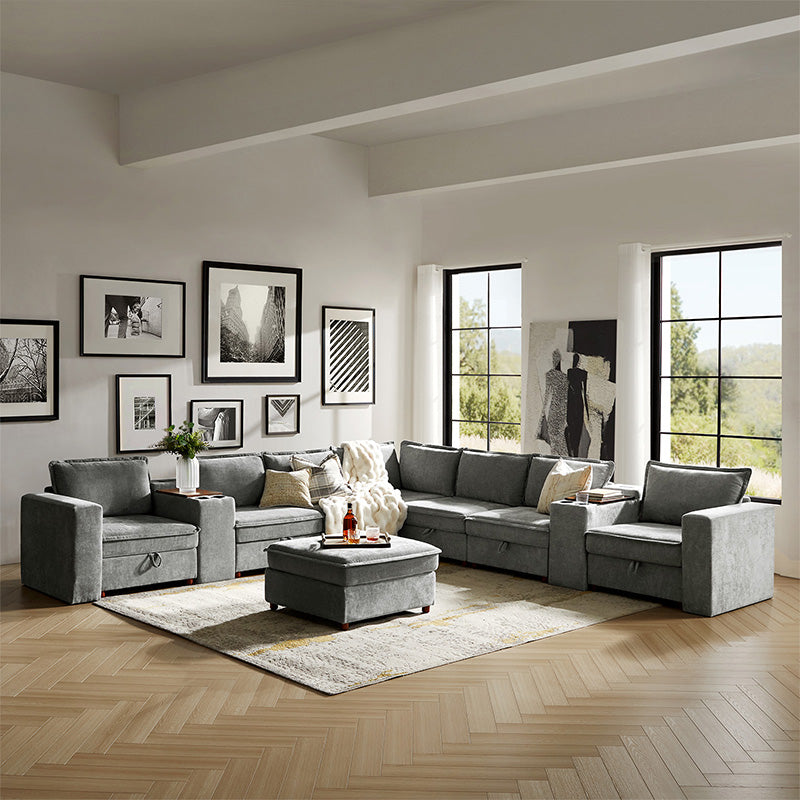Miriam Sectional Sofa with Storage, Tabletop, Cup Holders & USB Ports