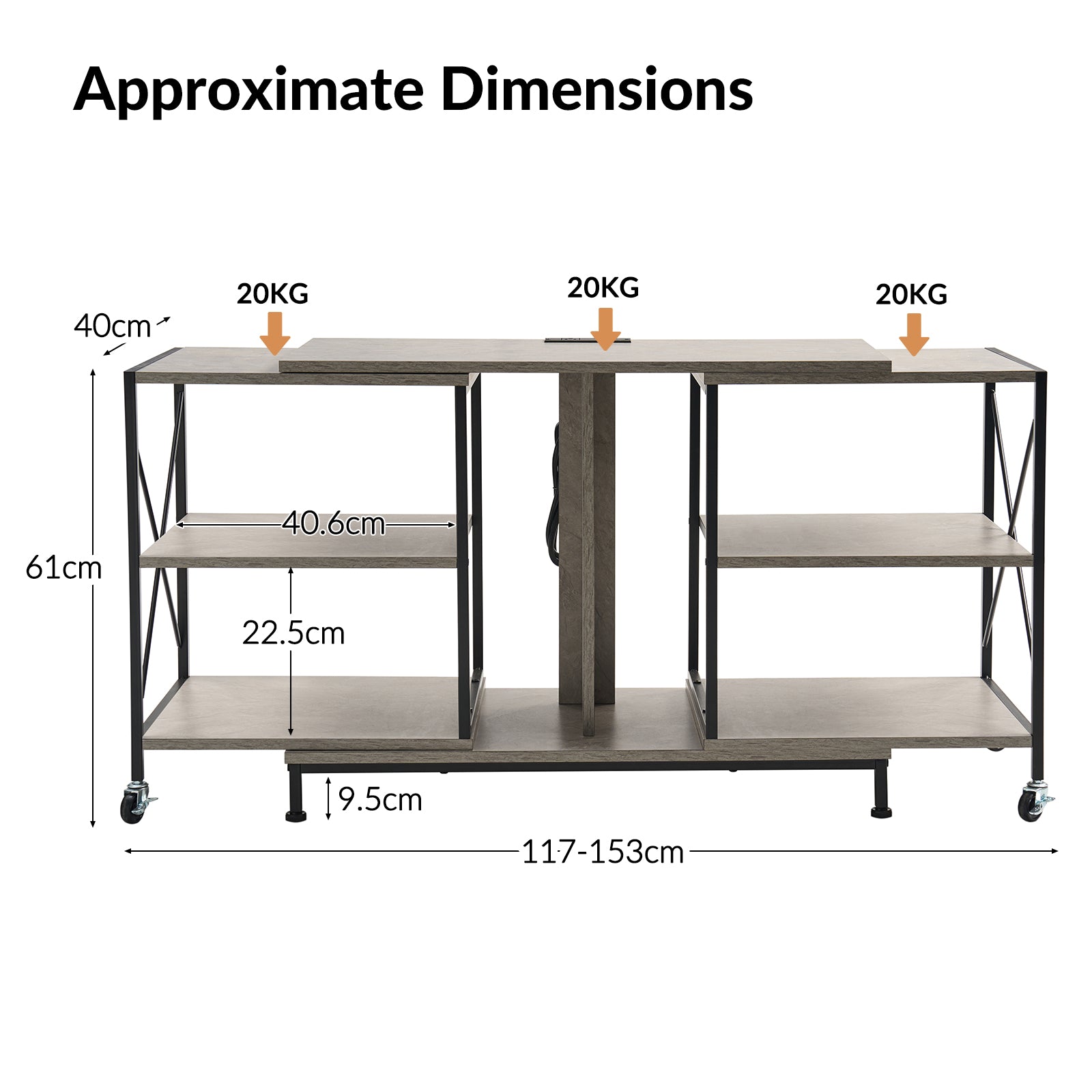 Paula Flexible TV Stand with Power Outlets