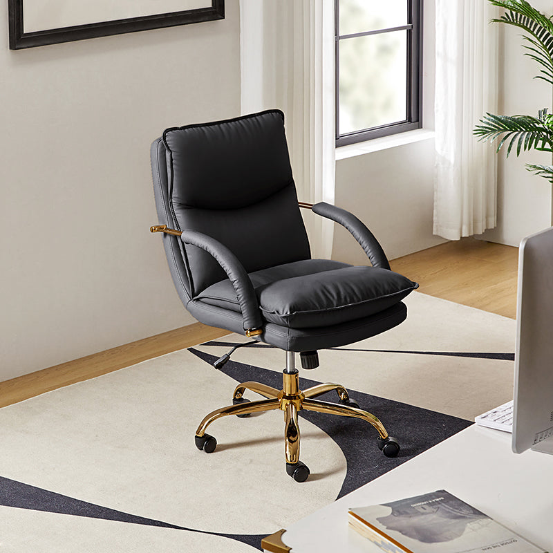 Sandy Ergonomic PU Leather Swivel Office Chair with Armrests