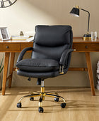 Sandy Ergonomic PU Leather Swivel Office Chair with Armrests