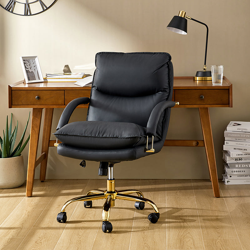 Sandy Ergonomic PU Leather Swivel Office Chair with Armrests