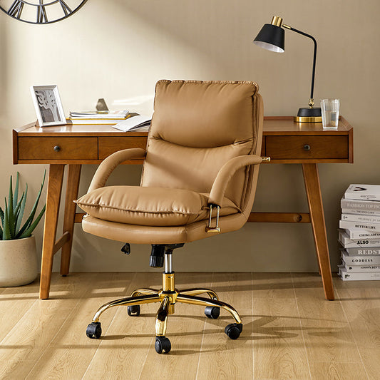 Sandy Ergonomic PU Leather Swivel Office Chair with Armrests