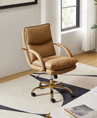 Sandy Ergonomic PU Leather Swivel Office Chair with Armrests