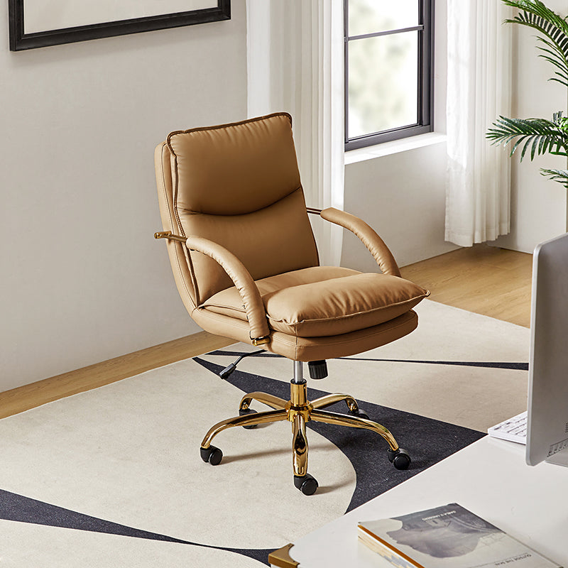 Sandy Ergonomic PU Leather Swivel Office Chair with Armrests
