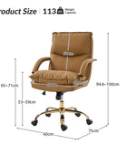 Sandy Ergonomic PU Leather Swivel Office Chair with Armrests