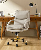 Sandy Ergonomic PU Leather Swivel Office Chair with Armrests