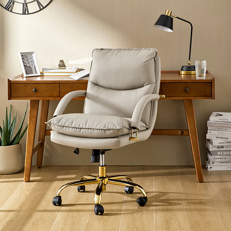 Sandy Ergonomic PU Leather Swivel Office Chair with Armrests