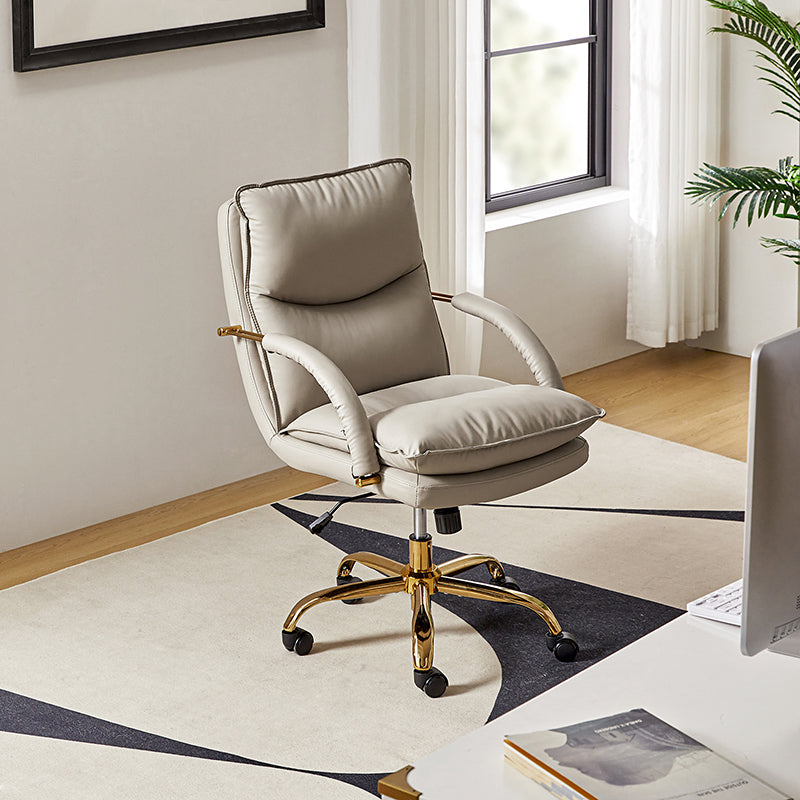 Sandy Ergonomic PU Leather Swivel Office Chair with Armrests