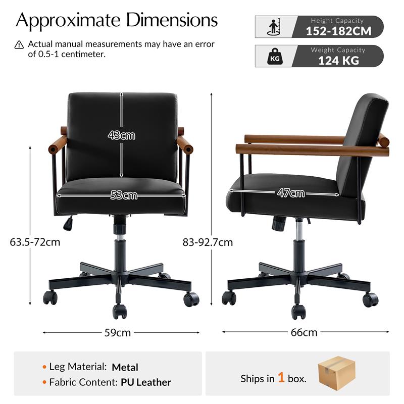 Aurora Office Chair with Solid Wood Armrests