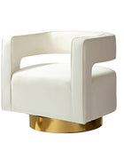 Agata Modern Velvet Swivel Barrel Armchair with 3D Curved Open Back