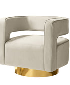 Agata Modern Velvet Swivel Barrel Armchair with 3D Curved Open Back