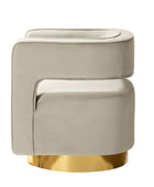Agata Modern Velvet Swivel Barrel Armchair with 3D Curved Open Back